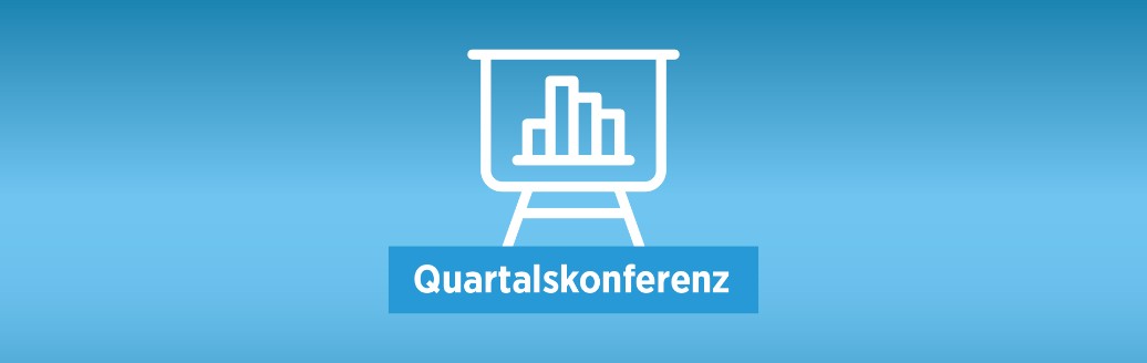 Grafik mit Icon eines Whiteboards mit Schriftzug "Quartalskonferenz"